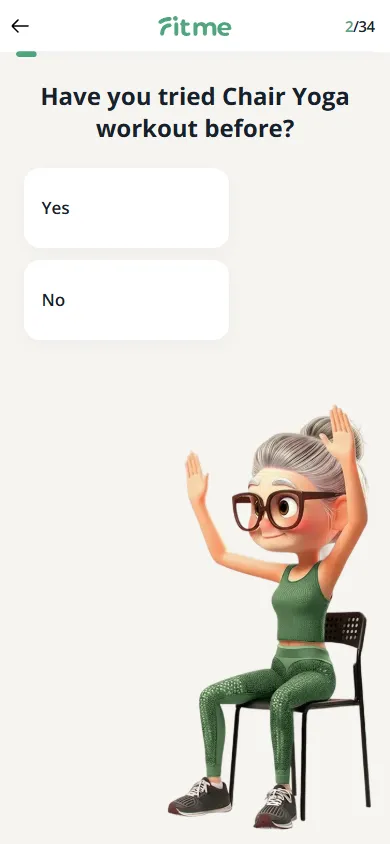 FitMe — 34-question personalization quiz (screen 3)