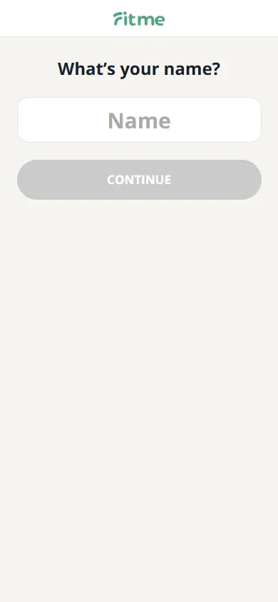FitMe — Email + name lead capture (screen 3)