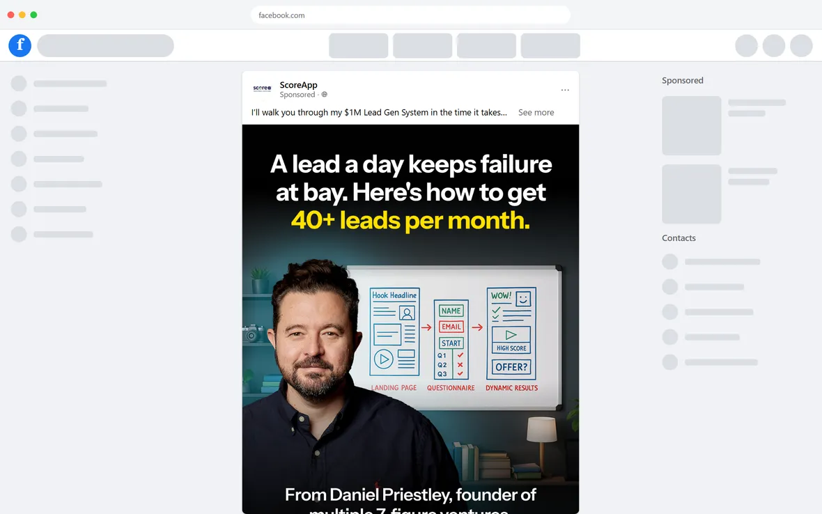 ScoreApp — "In the time it takes you to eat your lunch" image ad (desktop)