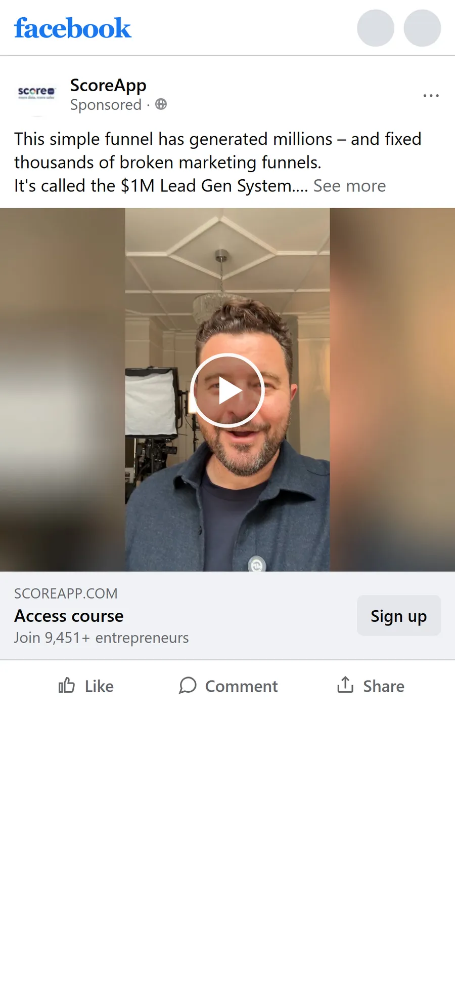ScoreApp — "This simple funnel has generated millions" video ad (mobile)