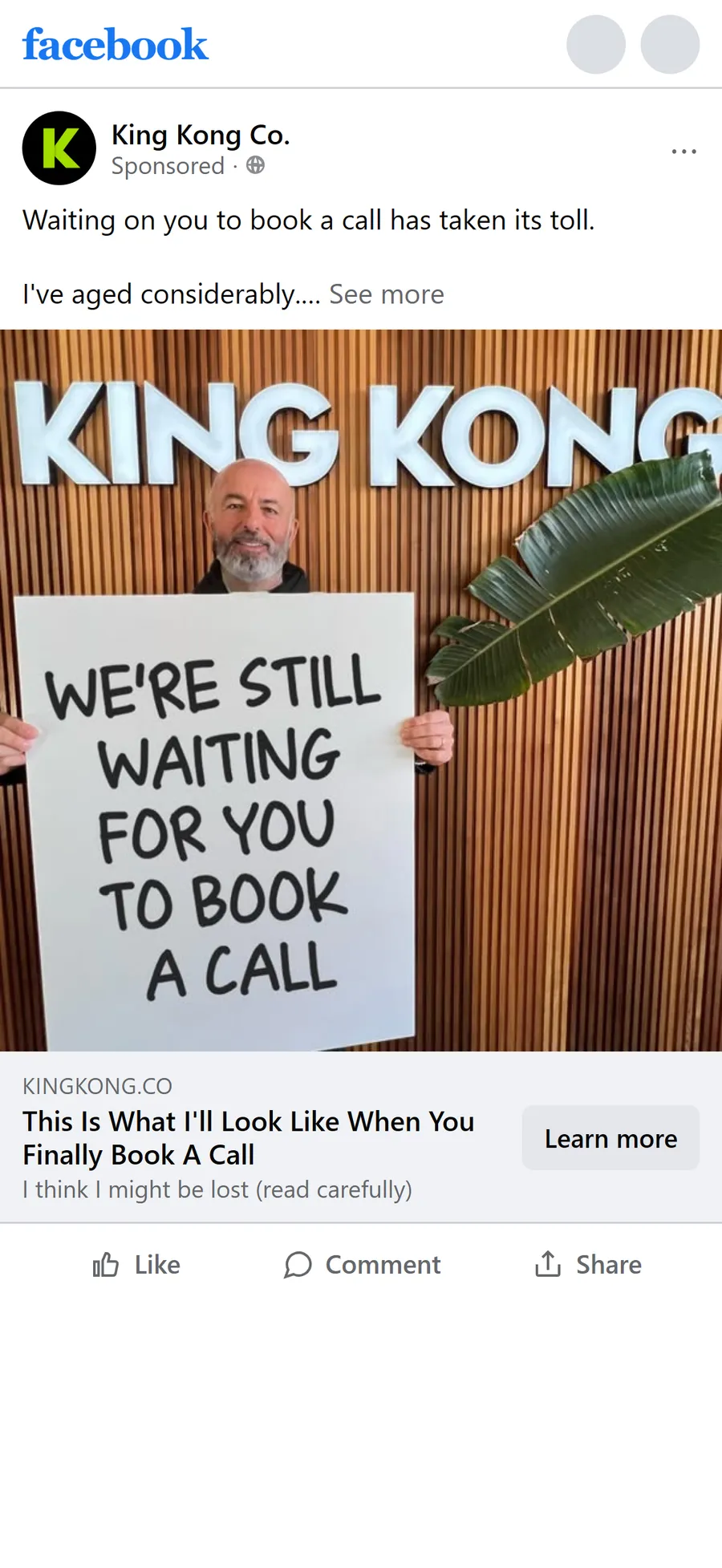 King Kong — "This Is What I'll Look Like When You Finally Book A Call" (mobile)