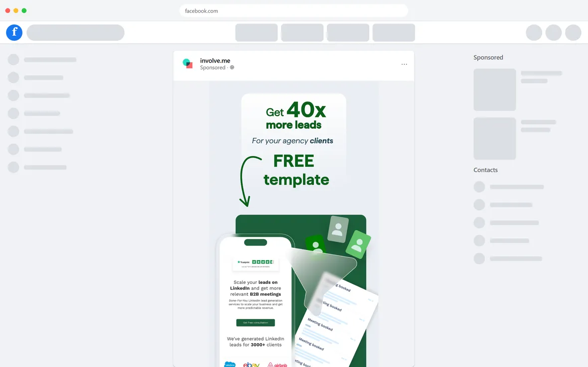 involve.me — "Agency owners: convert more paid traffic into leads" (desktop)