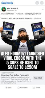 Alex Hormozi in a Acquisition.com ad