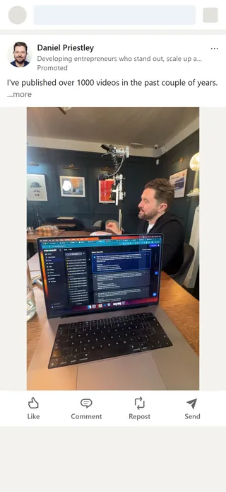 Vidonary — “I’ve published over 1000 videos” LinkedIn ad