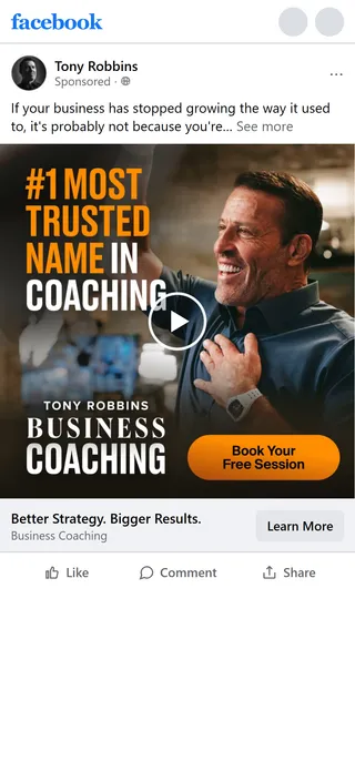 Tony Robbins — "Better Strategy. Bigger Results." ad