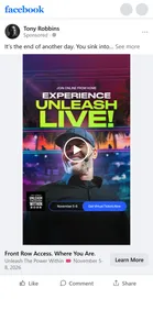 Tony Robbins — "Front Row Access. Where You Are." video ad