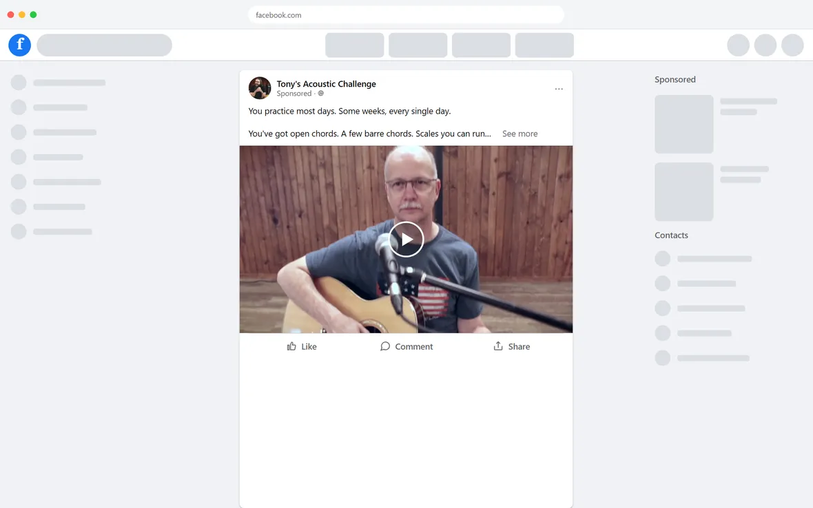 Tony's Acoustic Challenge — “You practice most days. Some weeks, every single day.” (desktop)