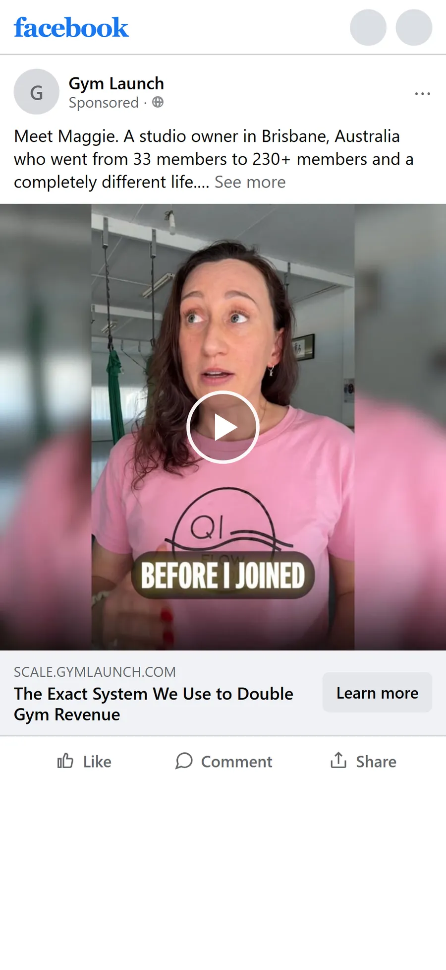 Gym Launch — "Meet Maggie" customer-story video ad (mobile)