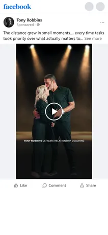 Tony Robbins — "The distance grew in small moments" ad