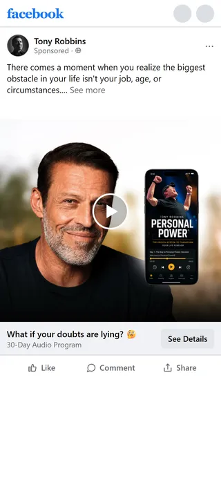 Tony Robbins — "What if your doubts are lying?" ad