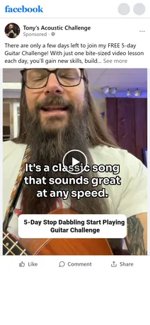 Tony's Acoustic Challenge — “There are only a few days left to join my FREE 5-day Guitar Challenge!”