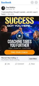 Tony Robbins — "This Isn't Your Ceiling" testimonial ad