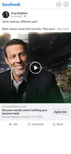 Tony Robbins — "Discover exactly what's holding your business back" ad