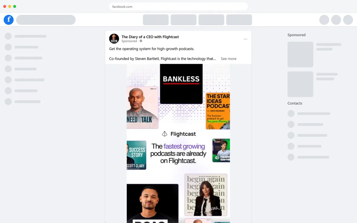 Flightcast — “Get the operating system for high-growth podcasts” (desktop)