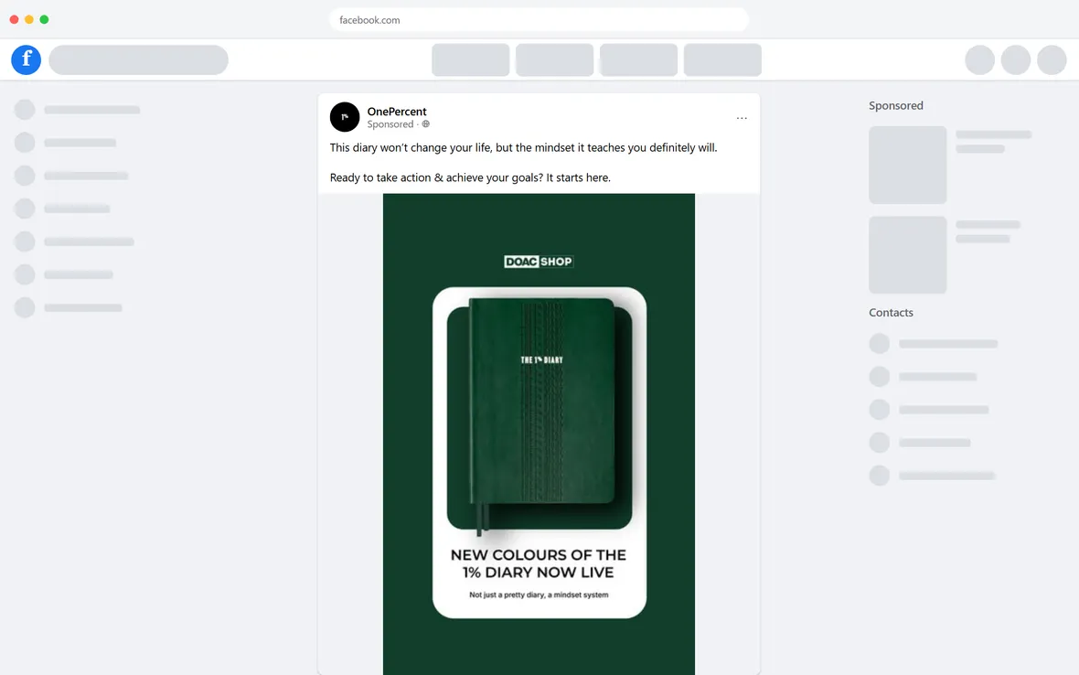 The Diary Of A CEO — “This diary won’t change your life” image ad (desktop)