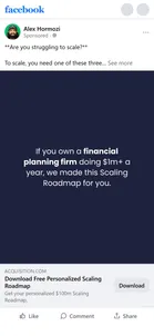 Acquisition.com — "Are you struggling to scale?" still ad