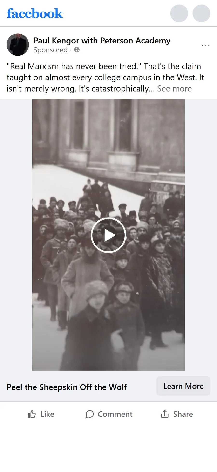 Peterson Academy — “Real Marxism has never been tried.” (mobile)