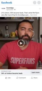 ScoreApp — "215 visitors. 56% became leads." Pat Flynn video ad