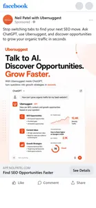 Ubersuggest — "Stop switching tabs to find your next SEO move"