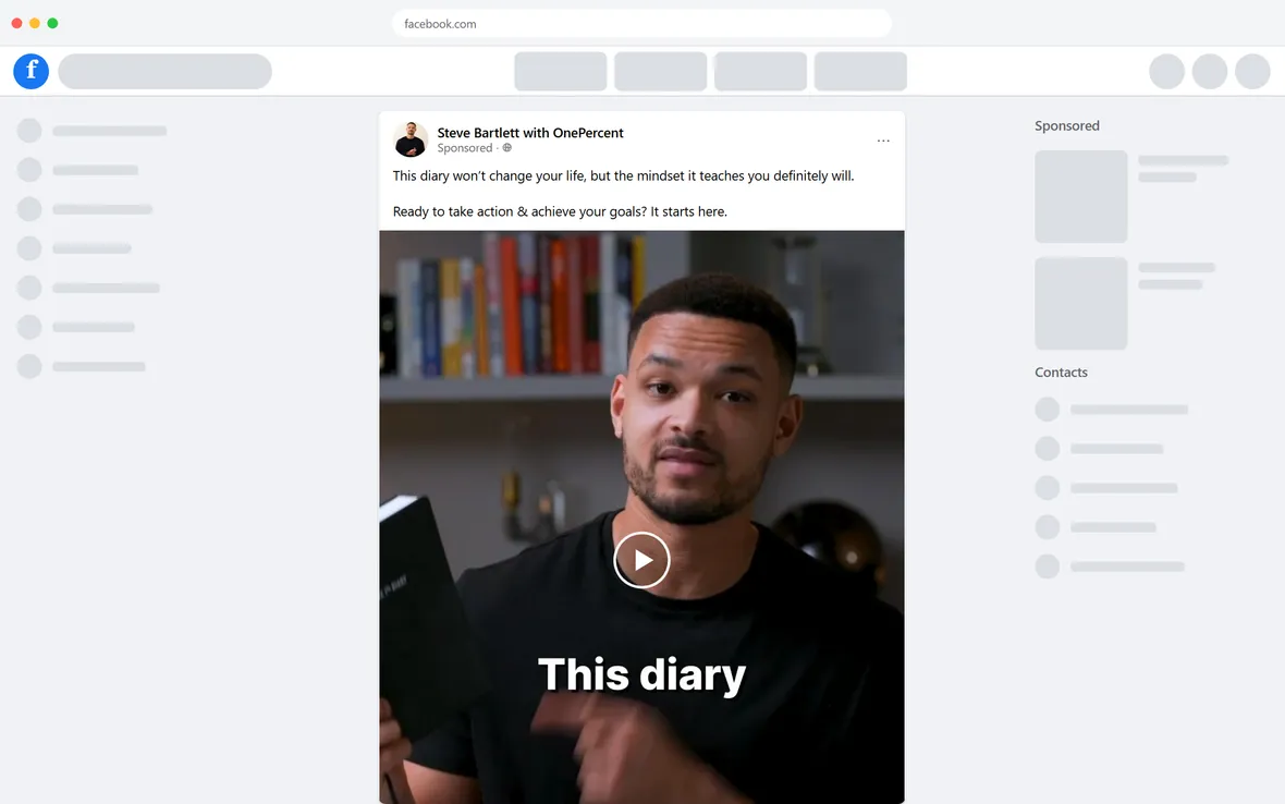 The Diary Of A CEO — “This diary won’t change your life” video ad (desktop)