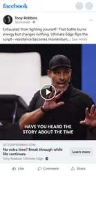Tony Robbins — "No extra time? Break through while life continues." ad