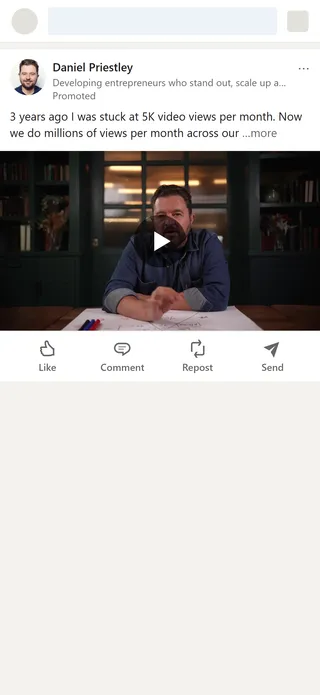 Vidonary — “3 years ago I was stuck at 5K video views” LinkedIn video ad