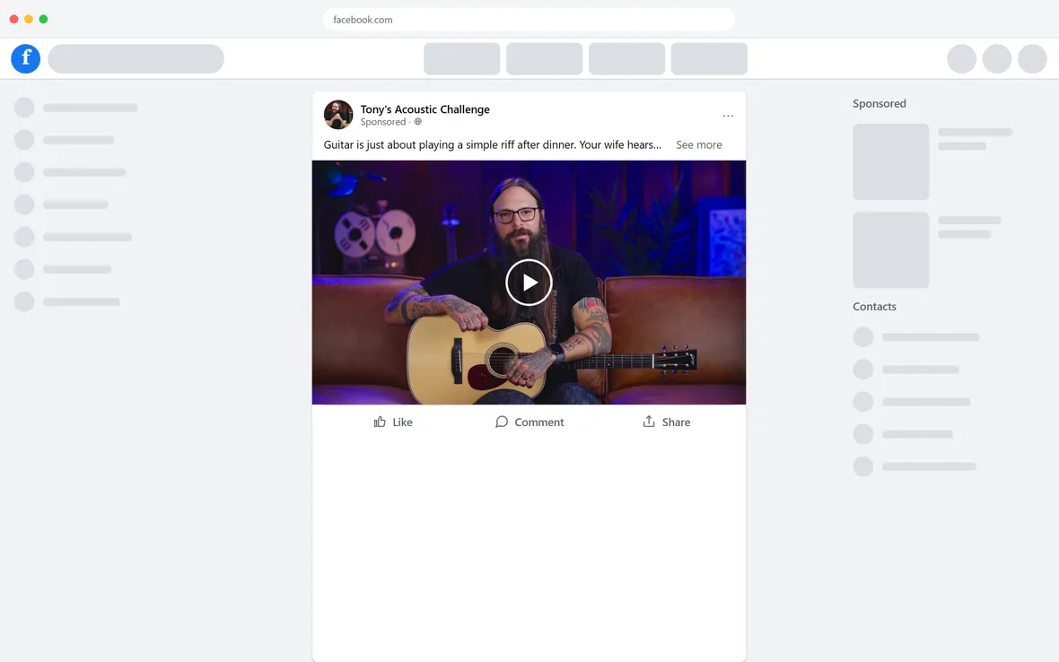 Tony's Acoustic Challenge — “Guitar is just about playing a simple riff after dinner.” (desktop)