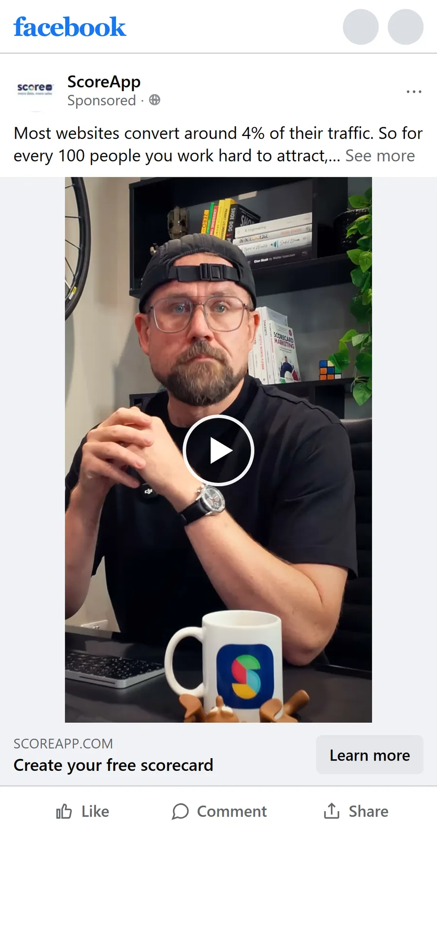 ScoreApp — "Most websites convert around 4%" video ad (mobile)
