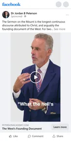 Jordan B. Peterson in a Peterson Academy ad