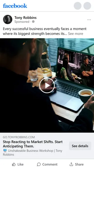Tony Robbins — "Stop Reacting to Market Shifts. Start Anticipating Them." ad
