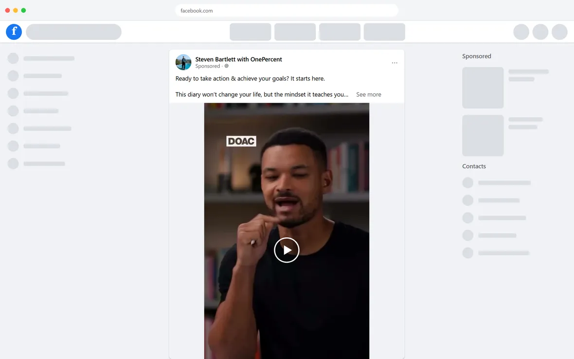The Diary Of A CEO — “Ready to take action & achieve your goals?” video ad (desktop)
