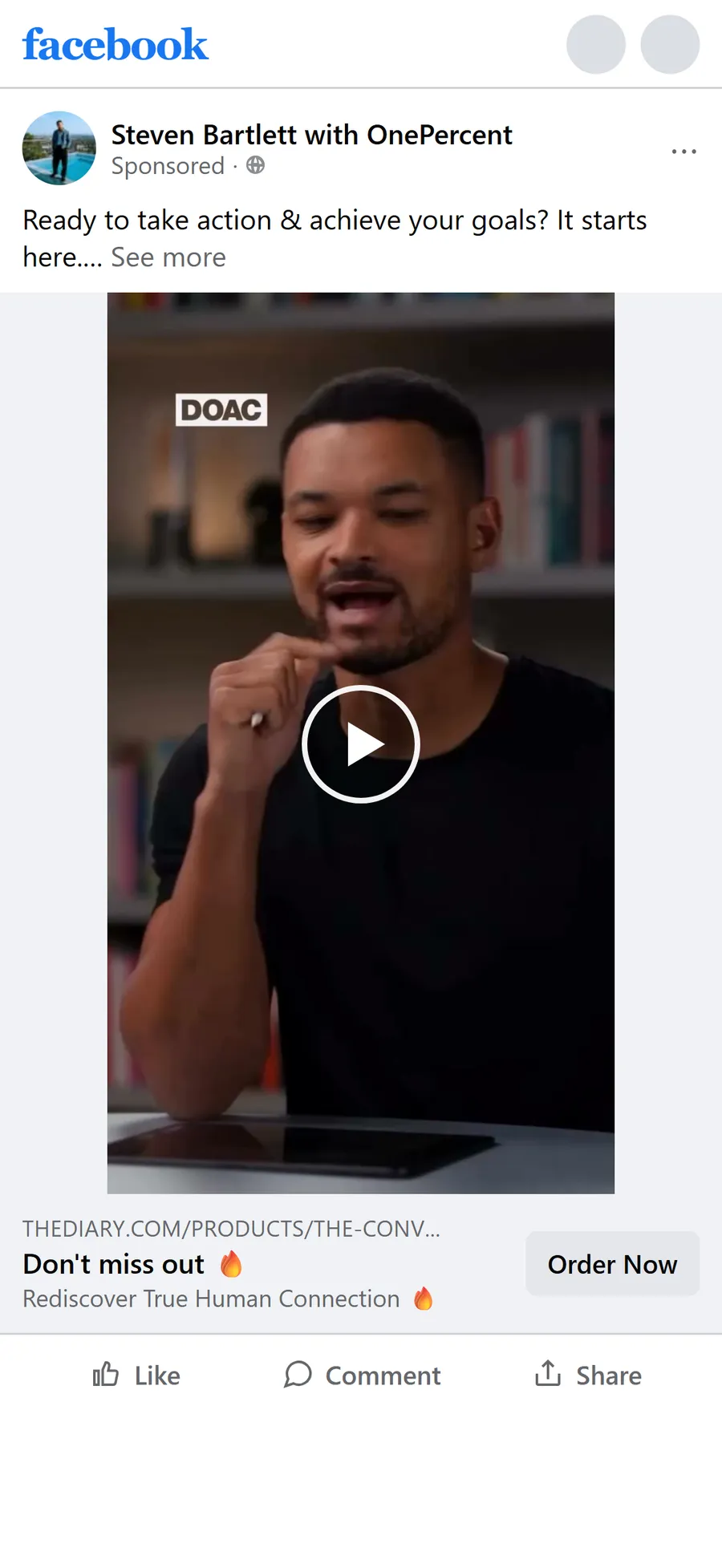 The Diary Of A CEO — “Ready to take action & achieve your goals?” video ad (mobile)