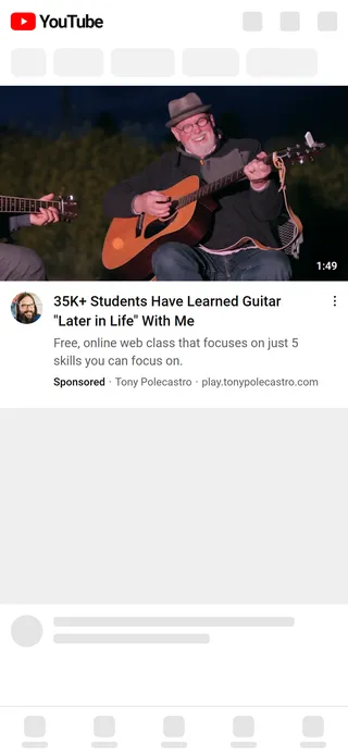 Tony's Acoustic Challenge — “Guitar Ads These Days...” YouTube ad
