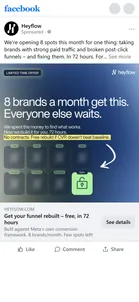 Heyflow — "8 brands a month get this" Meta ad