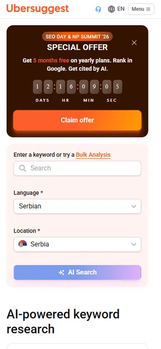 Ubersuggest — AI-powered keyword research