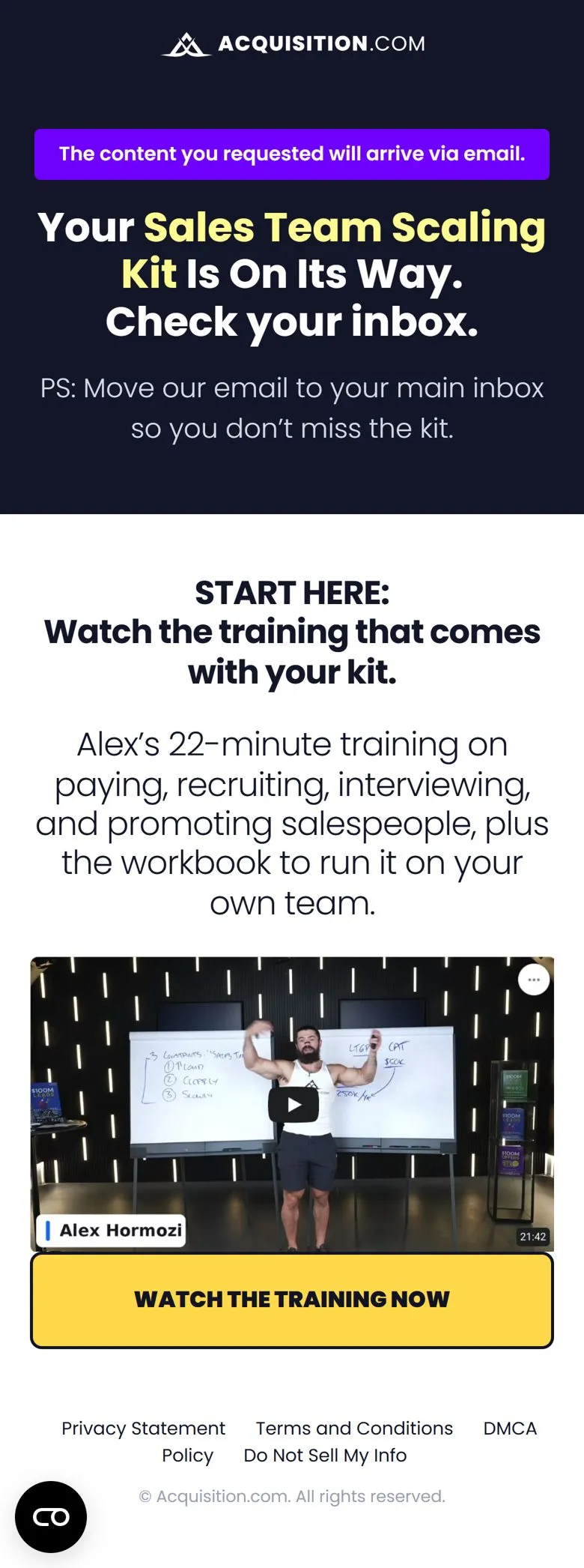 Acquisition.com — The plain thank-you (mobile)