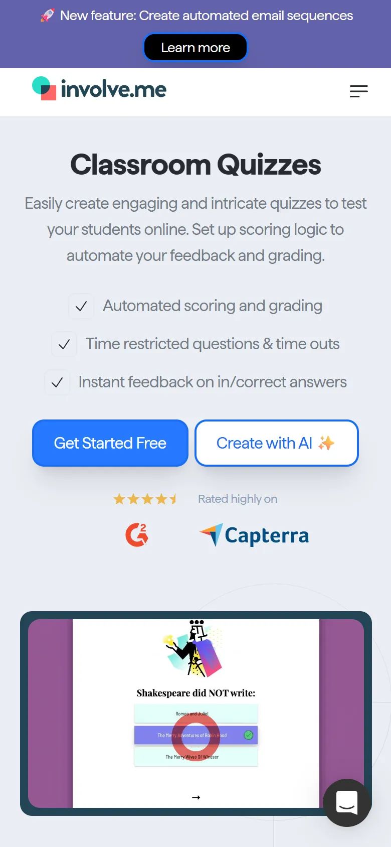 involve.me — Tool pages from Google (quiz maker, calculator, landing page, form, funnel) (screen 9)