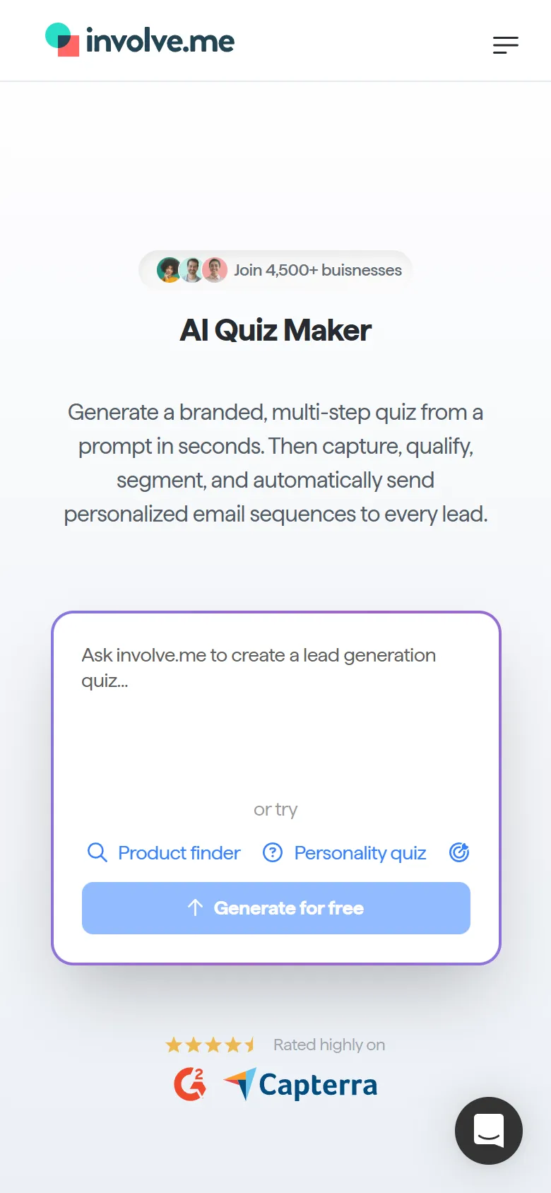 involve.me — Tool pages from Google (quiz maker, calculator, landing page, form, funnel) (screen 1)