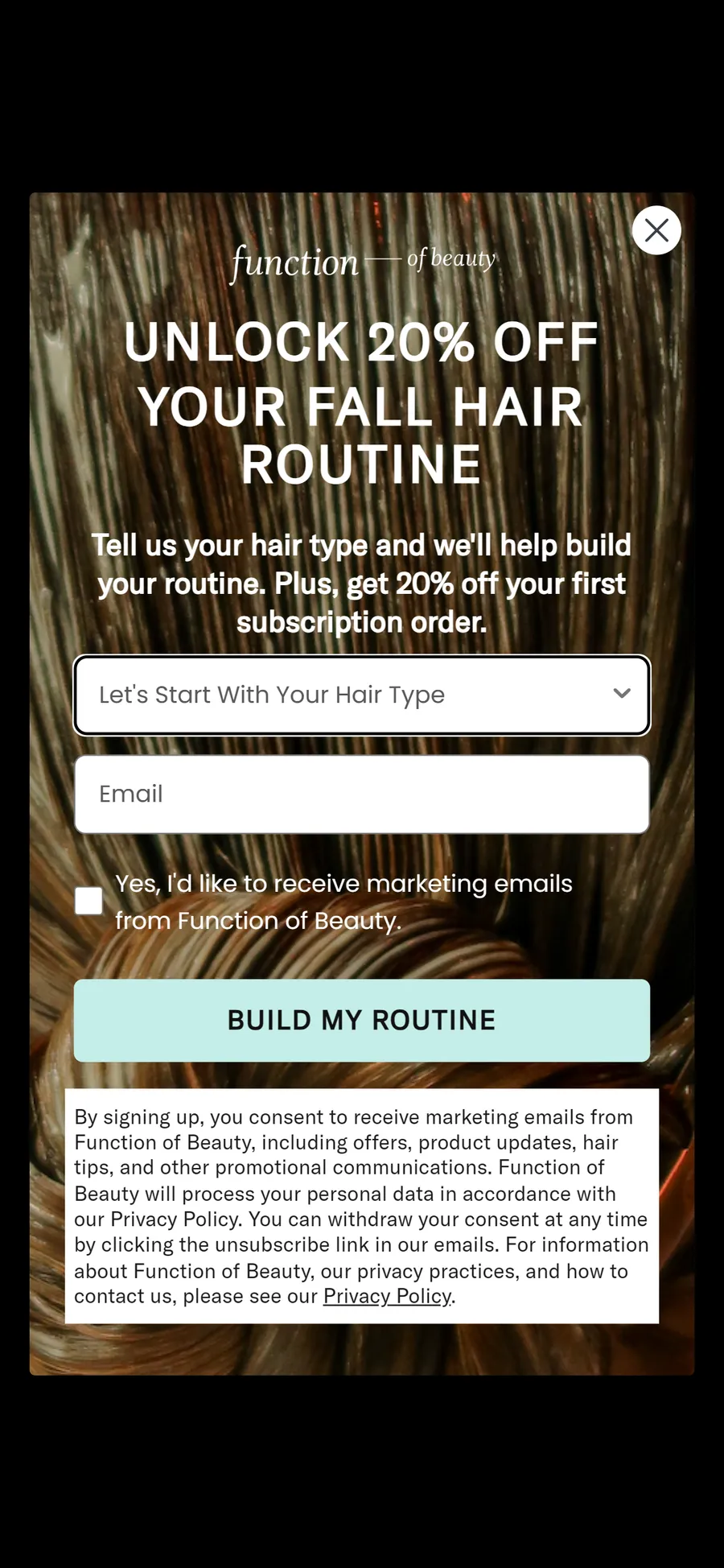 Function of Beauty — "Shop By Hair Type" — a where-to-buy page with one retailer on it (screen 5)