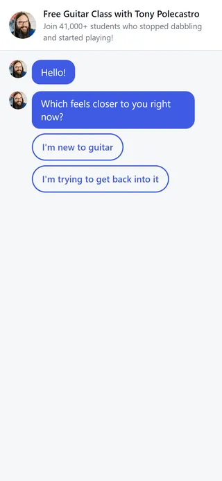 Tony's Acoustic Challenge — guitarclass.tv: an opt-in as a conversation