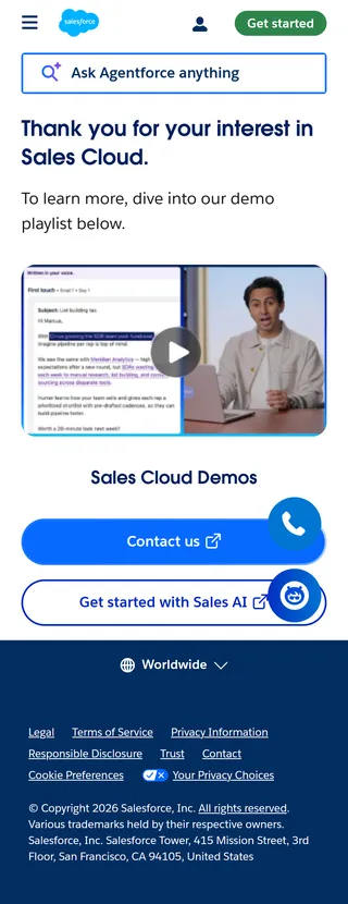 Salesforce — “Thank you for your interest in Sales Cloud.”