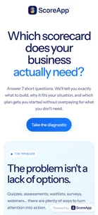 ScoreApp — "Which scorecard does your business actually need?" diagnostic