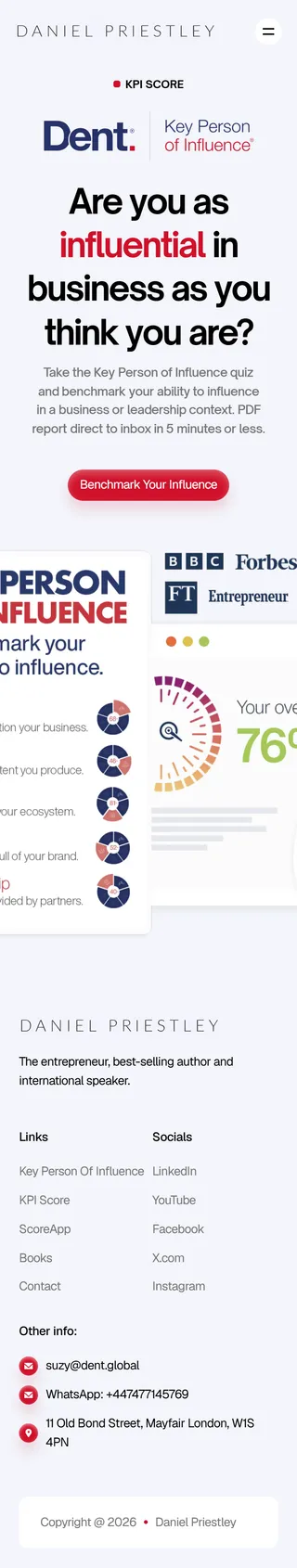 Dent Global — "KPI Score" page on danielpriestley.com