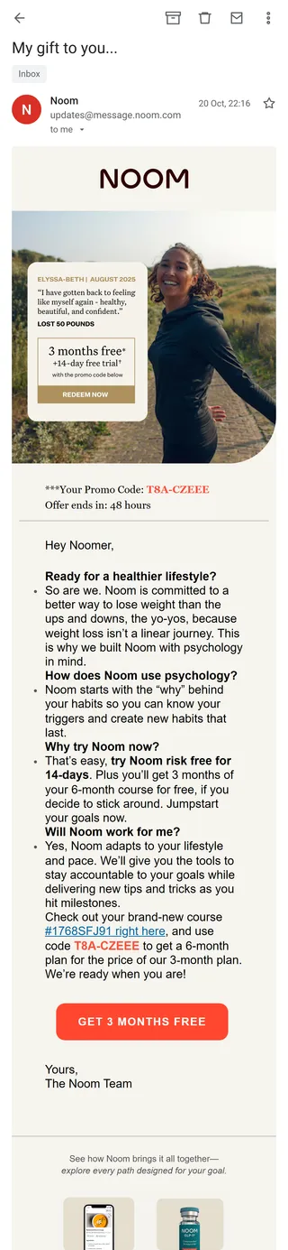 Noom — "My gift to you..."