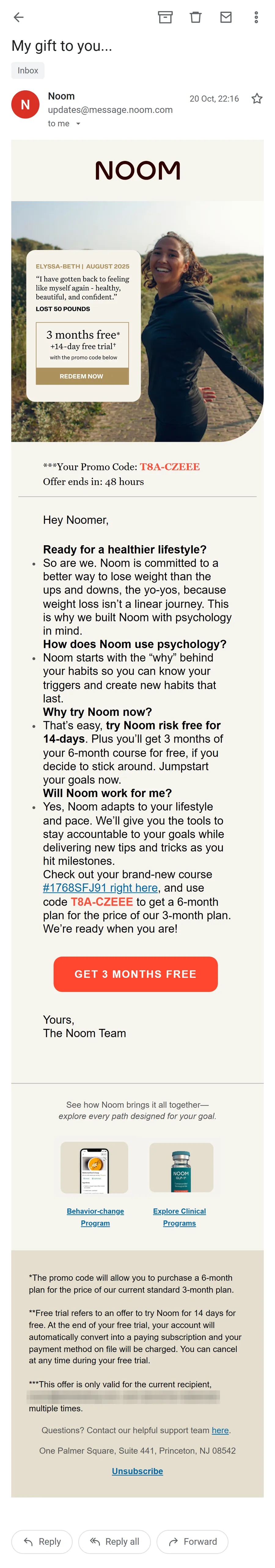 Noom — "My gift to you..." (mobile)