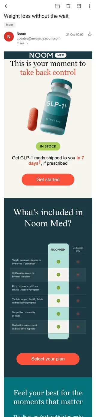 Noom — "Weight loss without the wait"