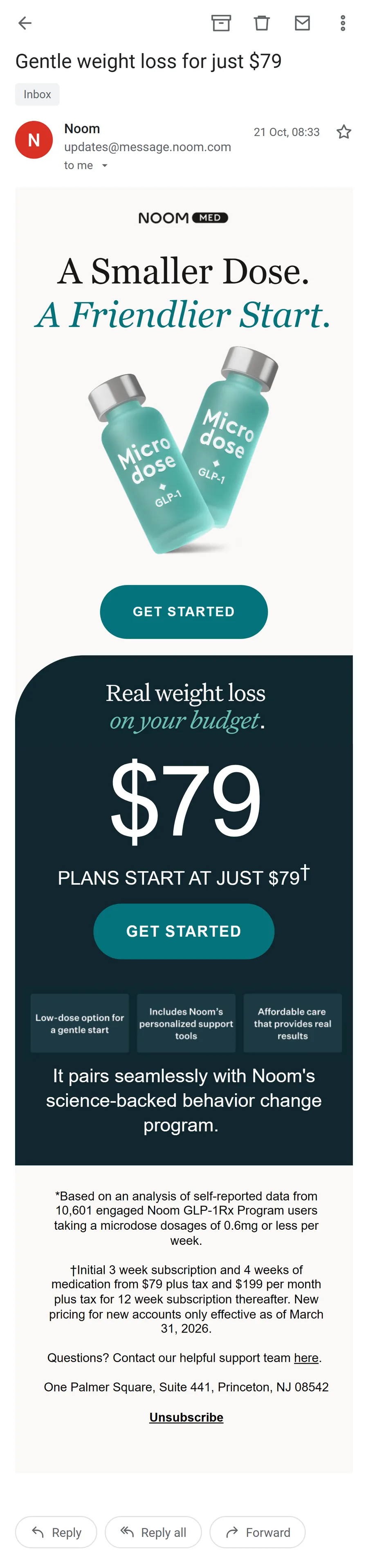 Noom — "Gentle weight loss for just $79" (mobile)