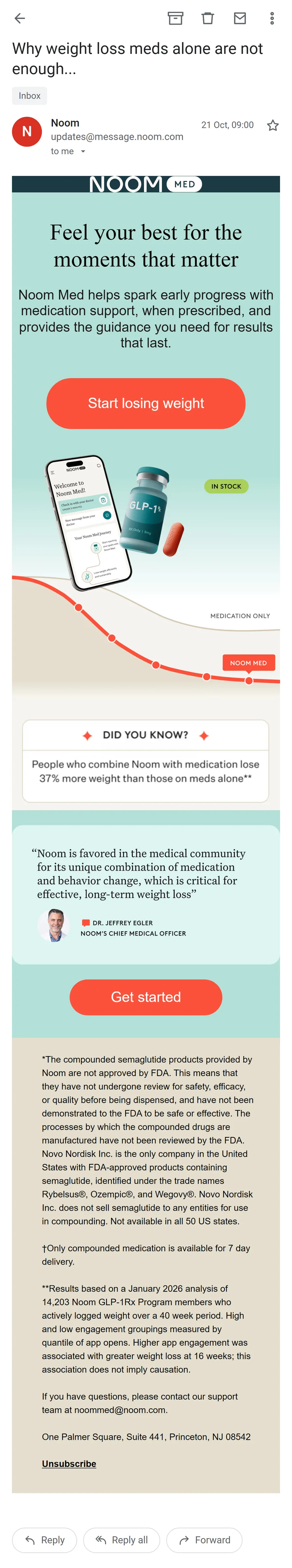 Noom — "Why weight loss meds alone are not enough..." (mobile)