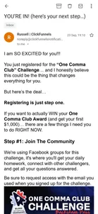 ClickFunnels — The challenge emails: three a day, timed to the session