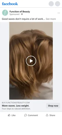 Function of Beauty — "More waves. Less weight." — wavy-hair video ad, Target only